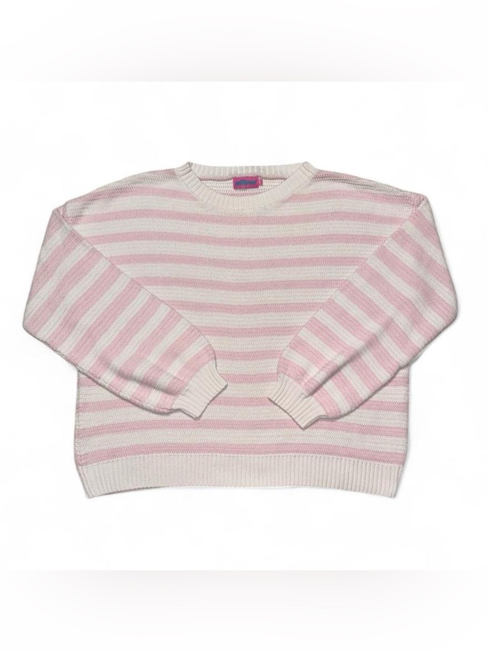 Edikted Pink and Cream Striped Crewneck Sweater